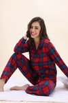 Zivame Checkered Charm Flannel Pyjama Set - High Risk Red — thumbnail 1